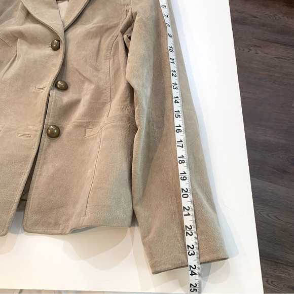Vintage Suede Leather Ruff Hewn Light Tan Blazer Jacket M - Picture 9 of 9